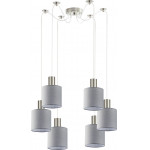 Homelighting SE21-NM-4-NM6-SH2 ADEPT TUBE Nickel Matt Pendant Grey Fabric Shade+ - (77-8422)