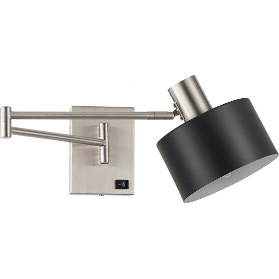 Homelighting SE21-NM-52-MS1 ADEPT WALL LAMP Nickel Matt Wall lamp with Switcher and Black Metal Shade+ - (77-8375)