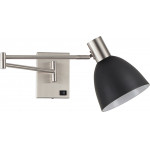 Homelighting SE21-NM-52-MS2 ADEPT WALL LAMP Nickel Matt Wall lamp with Switcher and Black Metal Shade+ - (77-8376)