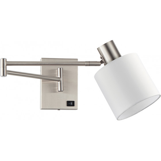 Homelighting SE21-NM-52-SH1 ADEPT WALL LAMP Nickel Matt Wall lamp with Switcher and White Shade+ - (77-8372)
