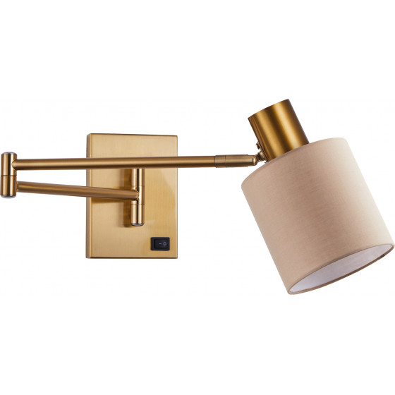 Homelighting SE21-NM-52-SH3 ADEPT WALL LAMP Gold Matt Wall lamp with Switcher and Brown Shade+ - (77-8873)
