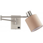 Homelighting SE21-NM-52-SH3 ADEPT WALL LAMP Nickel Matt Wall lamp with Switcher and Brown Shade+ - (77-8374)