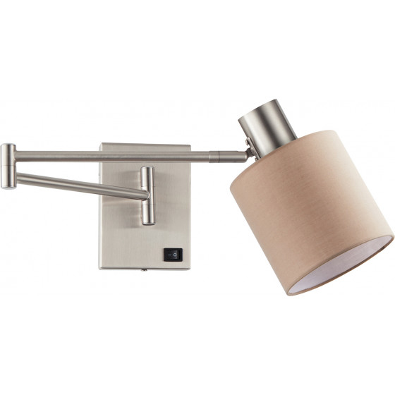 Homelighting SE21-NM-52-SH3 ADEPT WALL LAMP Nickel Matt Wall lamp with Switcher and Brown Shade+ - (77-8374)