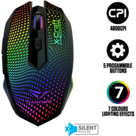 ALCATROZ SILENT WIRED MOUSE 4800CPI X-CRAFT ULTRA 2000 - (XCRAFTU2000S)