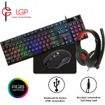 LGP LAMTECH 4 IN 1 RGB GAMING COMBO SET (KEYBOARD-MOUSE-HEADSET-MOUSEPAD) MERCURY - (LGP021806)