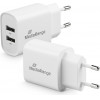 MediaRange 12W Charger With Two USB-A outputs, White - (MRMA114)