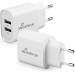 MediaRange 12W Charger With Two USB-A outputs, White - (MRMA114)