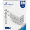 MediaRange 12W Charger With Two USB-A outputs, White - (MRMA114)