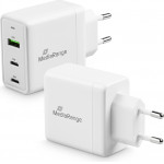 MediaRange 65W Fast Charger With USB-A And Two USB-C outputs, White - (MRMA116)