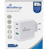 MediaRange 65W Fast Charger With USB-A And Two USB-C outputs, White - (MRMA116)