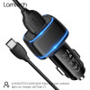 Lamtech 2xUsb 2,4A Car Charger With TYPE-C Cable 1M Black - (LAM112563)