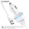 Lamtech 2xUsb 2,4A Car Charger With TYPE-C Cable 1M White - (LAM112570)