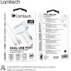 Lamtech 2xUsb 2,4A Car Charger With TYPE-C Cable 1M White - (LAM112570)