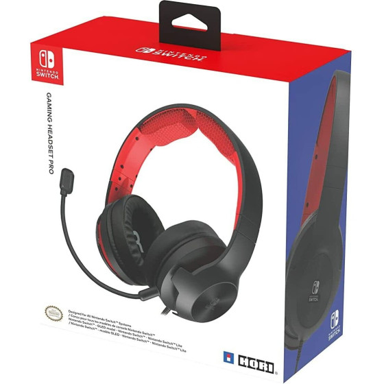 Hori (NSW-200U) Gaming Headset Pro (Black & RED) For SWITCH/ Switch OLED/ Switch LITE/ MULTI-PLATFORM
