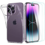 Spigen ���� TPU Liquid Crystal (1 ���) & Tempered Glass TR Slim (2 ���) Apple iPhone 14 Pro Crystal Pack ������� - (ACS04994)