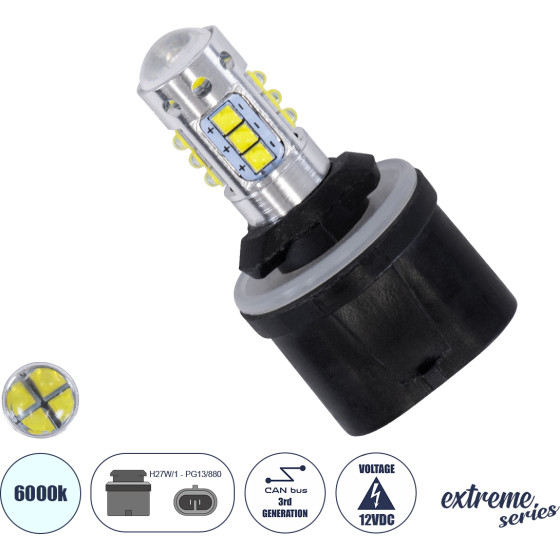 GloboStar ����� ����������� H27W/1 - PG13/880 3rd Generation Can-Bus Extreme Series Led 16 Xbd Cree & 4 Smd 4014 12W 1800lm 360� Dc 12V IP20 ����� ����� 6000K - (81456)