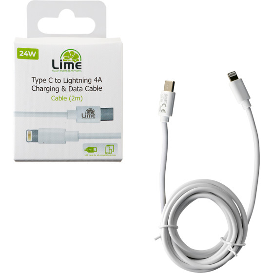 Lime USB-C Type C To Lightning 4.0A ��������-Data 2m LCL02 WHITE