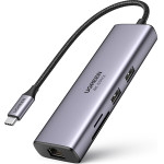 Ugreen Type C Hub 2x USB-A / Hdmi 4K / Sd ��� Tf Card Reader / Type C Pd 100W / RJ45 1GBps ���� CM512 - (60515)