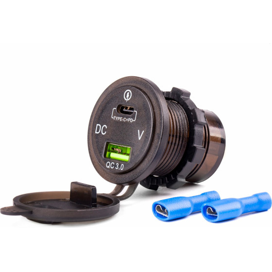 AMiO ����� �� 2 ����� Usb ��� ������� ���������� �� ������ ����� 12/24V 5-12V 3.0A Quick Charger MOD-07 - (02857)
