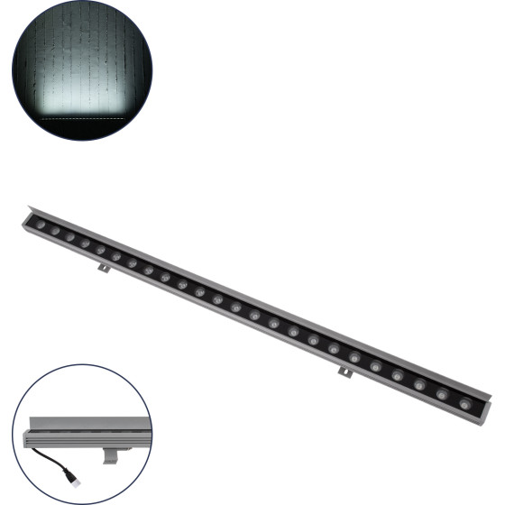 GloboStar WASHER-Faia ����� �������� Wall Washer �� ������������� ������ Led 24W 2400lm 15� Dc 24V ��������� IP65 L100 x W4 x H5.5cm ����� ����� 6000K - ����� - 3 Years Warranty - (90188)