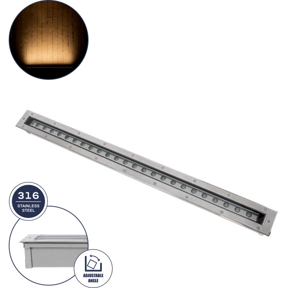 GloboStar UNDERGROUND-Passaggio ������� ��������� Wall Washer ������� Led 24W 2160lm 10� Dc 24V ��������� IP68 �� ����������� ����� �������� L108 x W9 x H7.5cm ����� ����� 2700K - ���������� ������ - 3 Years Warranty - (90196)