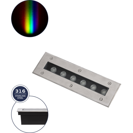 GloboStar UNDERGROUND-Remvi ������� ��������� Wall Washer ������� Led 9W 765lm 10� Dc 24V ��������� IP68 L30 x W9 x H8.5cm Rgbw DMX512 - ���������� ������ - 3 Years Warranty - (90191)