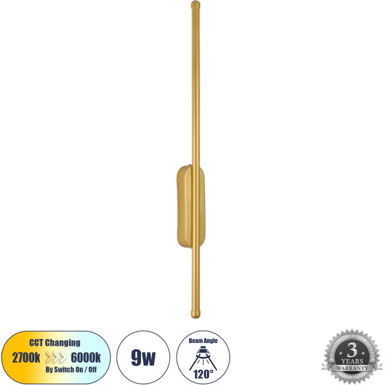 GloboStar HARLEM ��������� ������ - ������ Design LED CCT 9W 1080lm 120� AC 220-240V - �������� �������� ���� �������� On/Off All In One ����� 6000k+������ 4500k+����� 2700k �5 x �4 x �60cm - ����� - 3 Years Warranty - (61332)
