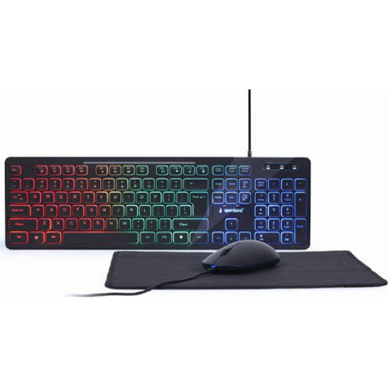 Gembird 3-in-1 Wired Backlight Desktop Set Black - (KBS-UML-01)
