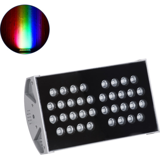 GloboStar FLOOD-Tena ��������� Wall Washer ��� ������� ������� Led 72W 6120lm 10� Dc 24V ��������� IP65 L29.8 x W15.5 x H18cm Rgbw DMX512 - ����� - 3 Years Warranty - (90222)