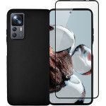 Vivid Set Silicone Case + Full Face Tempered Glass Xiaomi 12T/12T Pro Black - (VISILI264GLASSBK)