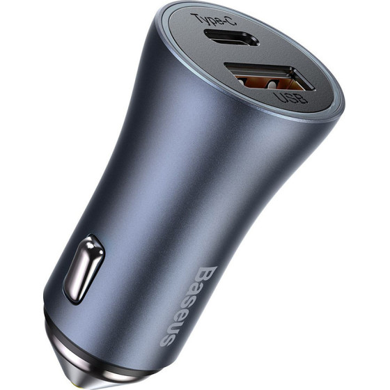 Baseus Car Charger Golden Contactor Pro Dual Quick Charger U+C Power Delivery 3.0 Quick Charge 4, Scp Fcp Afc 40W Dark Gray - (CCJD-0G)