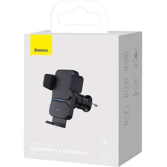 Baseus Car Mount Wireless Charger Wisdom Auto Alignment Air Outlet Base Qi 15W Black - (CGZX000001)