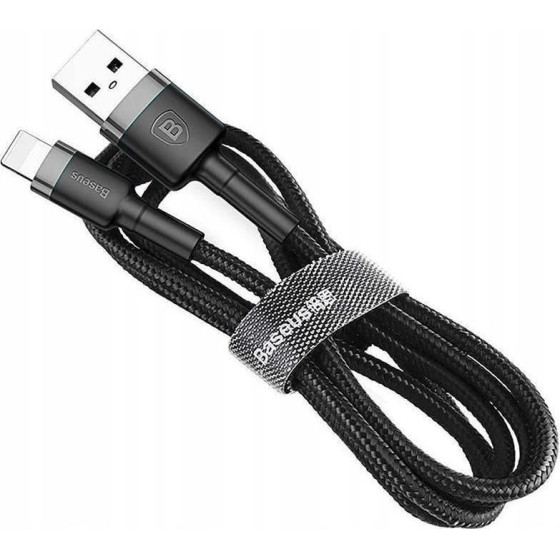 Baseus Lightning Cafule Cable 2.4A 1m Gray + Black - (CALKLF-BG1)