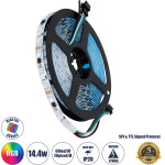 GloboStar Digital Pixel Addressable Strip - Led Smd 5050 14.4W/m 60LED/m 20PIXEL/m SPI/Ttl Protocol Ic WS2811/UCS16703 1152lm/m 120� Dc 12V IP20 Rgb - ����� ���� - �5000 x �10 x �2mm - ���������� 5 ������ - 5 ������ ������� - (90589)
