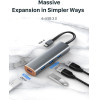 Cabletime USB-C Hub CT-HUBP4, 4x Usb �����, 5Gbps, ���� - (CT-HUBP4-AG)