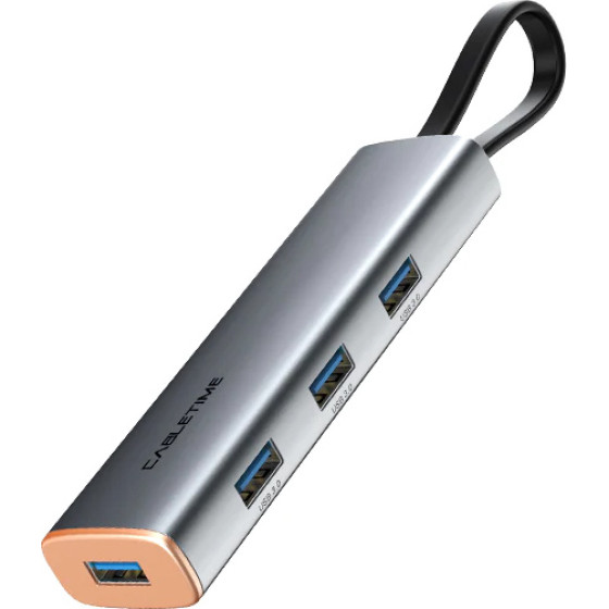 Cabletime USB-C Hub CT-HUBP4, 4x Usb �����, 5Gbps, ���� - (CT-HUBP4-AG)