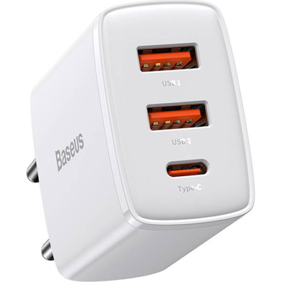 Baseus Compact Quick Charger Type-C/2xUsb 30W White - (CCXJ-E02)