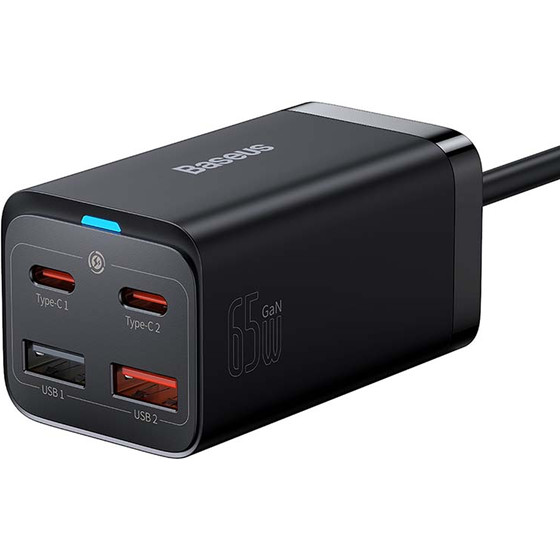 Baseus GaN3 Pro Desktop Fast Charger 2xType-C/2xUsb 65W Black - (CCGP040101)