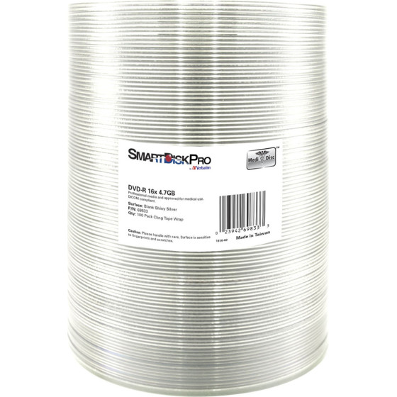 Smartdisk Pro Dvd R 16x 4.7GB, 100-Pack Wrap, Silver ( By Verbatim ) - (69833)