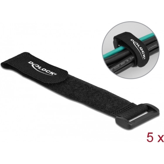 DeLock ������� ����� Velcro 190 x 25mm, ������, 5��� - (19531)