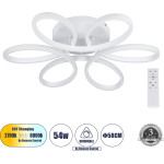 GloboStar Margaret ��������� ������ Design Led Cct 54W 6210lm 360� Ac 220-240V - �������� �������� ���� ���������������� All In One ����� 6000k+������ 4500k+����� 2700k Dimmable �57 x �12cm - ����� - 3 Years Warranty - (61401)