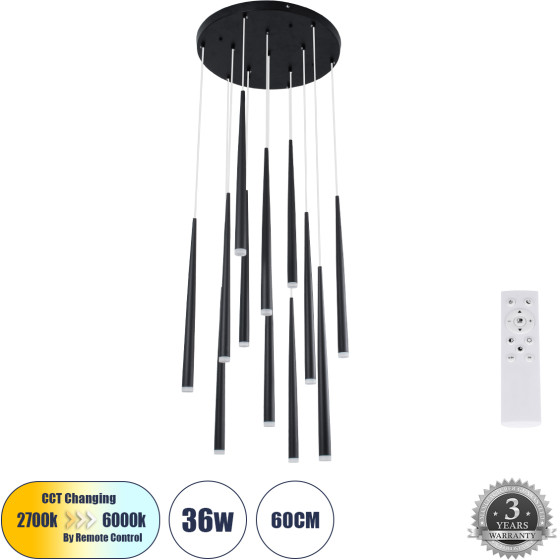 GloboStar Tears �������� ��������� ������ Design Led Cct 36W 3960lm 180� Ac 220-240V - �������� �������� ���� ���������������� All In One ����� 6000k+������ 4500k+����� 2700k Dimmable �60 x �51.5cm - ����� - 3 Years Warranty - (61313)