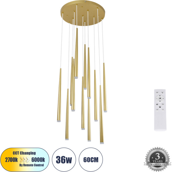 GloboStar Tears �������� ��������� Design Led Cct 36W 3960lm 180� Ac 220-240V - �������� �������� ���� ���������������� All In One ����� 6000k+������ 4500k+����� 2700k Dimmable �60 x �51.5cm - ����� �������� - 3 Years Warranty - (61314)
