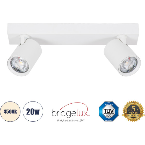GloboStar Leonardo �������� ��������� ������ ���� �� ��������� ���� Led Spot Downlight 20W 2400lm 60� Ac 220-240V IP20 �32 x �7 x �11.8cm - ����� - ������ ����� 4500K - Bridgelux Cob - 5 Years Warranty - (60347)
