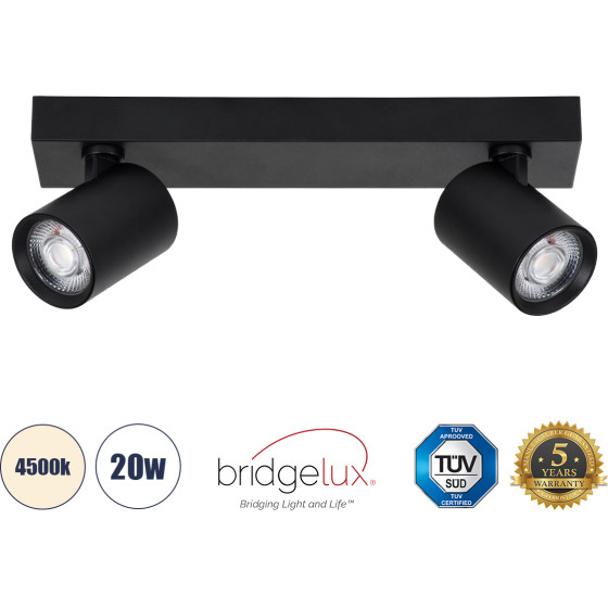 GloboStar Leonardo �������� ��������� ������ ���� �� ��������� ���� Led Spot Downlight 20W 2400lm 60� Ac 220-240V IP20 �32 x �7 x �11.8cm - ����� - ������ ����� 4500K - Bridgelux Cob - 5 Years Warranty - (60346)