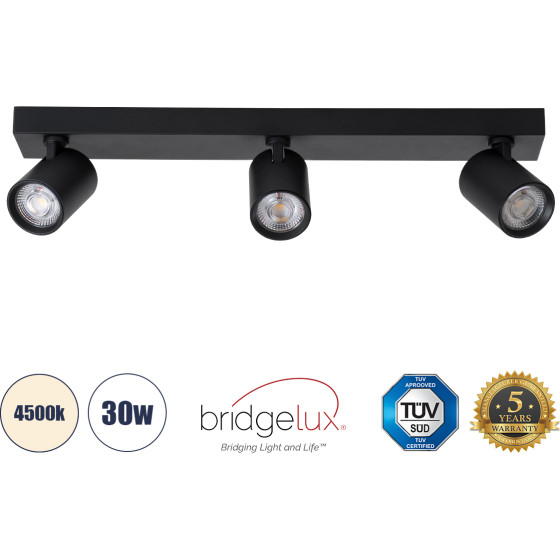 GloboStar Leonardo �������� ��������� ������ ���� �� ��������� ���� Led Spot Downlight 30W 3600lm 60� Ac 220-240V IP20 �52 x �7 x �11.8cm - ����� - ������ ����� 4500K - Bridgelux Cob - 5 Years Warranty - (60348)