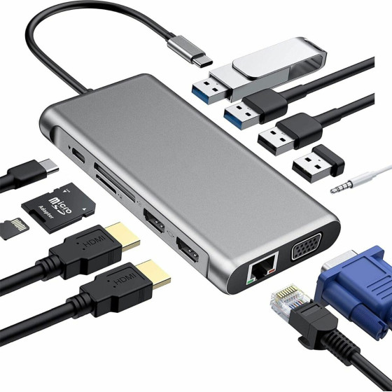 ���������� 12in1 Usb C Hub Dual Hdmi USB2.0 x 4