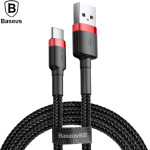 Baseus Cafule Braided Usb 2.0 Cable USB-C Male - USB-A Male Black/Red 3m - (CATKLF-U91)