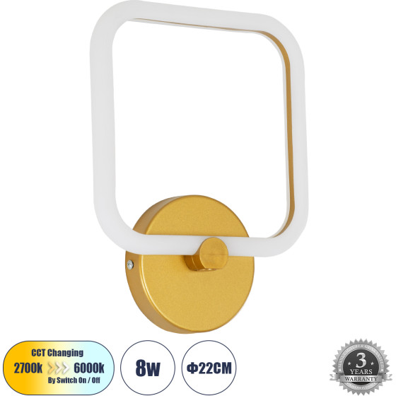 GloboStar Eliza ��������� ������ - ������ Design Led Cct 8W 960lm 360� Ac 220-240V - �������� �������� ���� �������� On/Off All In One ����� 6000k+������ 4500k+����� 2700k �22 x �5 x �28.5cm - ����� - 3 Years Warranty - (61344)