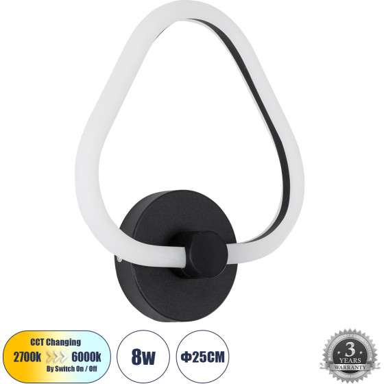 GloboStar Regina ��������� ������ - ������ Design Led Cct 8W 960lm 360� Ac 220-240V - �������� �������� ���� �������� On/Off All In One ����� 6000k+������ 4500k+����� 2700k �25 x �7 x �28.5cm - ����� - 3 Years Warranty - (61341)